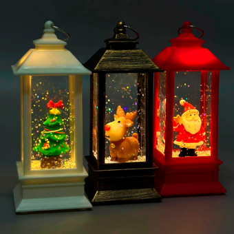 Купить Ночник-фонарь «Новогоднее чудо» с водой и блёстками, 12,5 см оптом